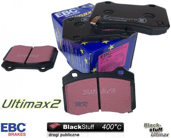 Tylne klocki Ultimax2 + NACINANE tarcze hamulcowe 350mm EBC seria USR Dodge Charger SRT Scat Pack Hellcat