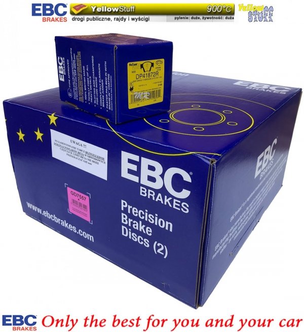 Tylne klocki YellowStuff + NAWIERCANE NACINANE NIE wentylowane tarcze hamulcowe EBC seria GD Dodge Durango 2011-