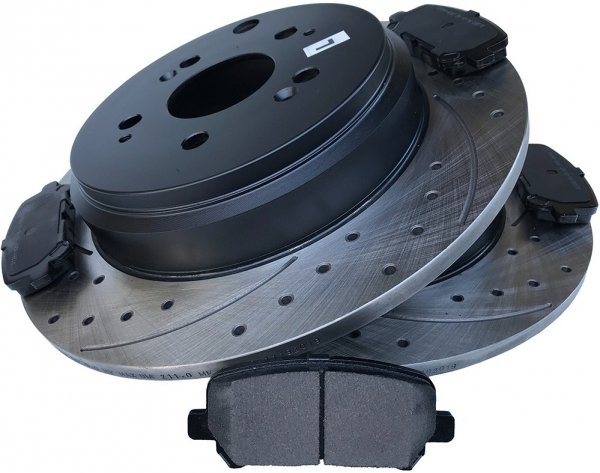 Tylne klocki + WIERCONE tarcze hamulcowe Honda Pilot 2009-