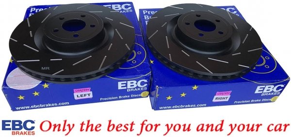 Przednie klocki YellowStuff + tarcze hamulcowe EBC seria USR Ford Mustang 5,0 V8 2015-
