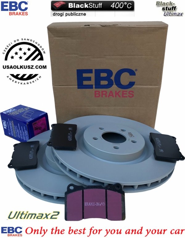 Przednie klocki Ultimax2 + tarcze hamulcowe 355mm EBC seria PREMIUM Ford Mustang 2005-2014