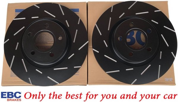 Przednie klocki GreenStuff + NACINANE tarcze hamulcowe 300mm EBC seria USR Ford Escape FWD 2013-2019