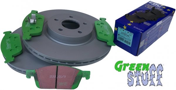Przednie klocki GreenStuff + tarcze hamulcowe 320mm EBC seria Premium Ford Escape AWD 2013-