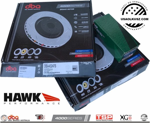 Tylne klocki HAWK LTS + tarcze hamulcowe DBA seria 4000 T3 RAM 1500 DT 2019-