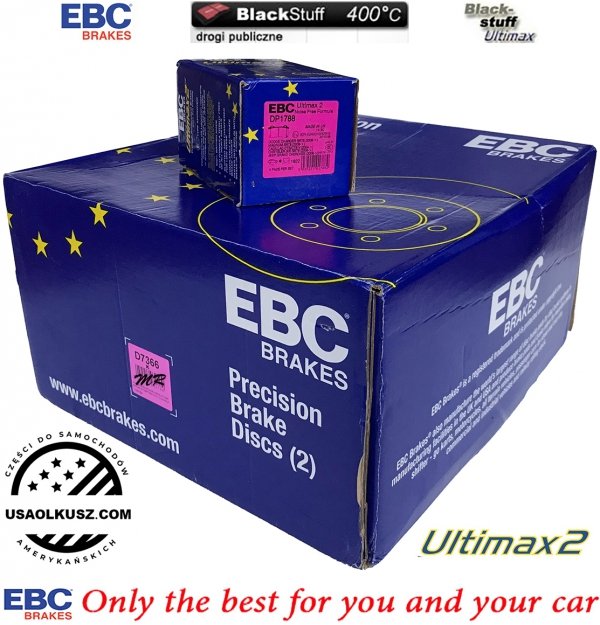 Tylne klocki Ultimax2 + tarcze hamulcowe 350mm EBC seria PREMIUM Dodge Magnum SRT-8 6,1 V8