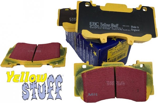 Przednie klocki YellowStuff + NACINANE tarcze hamulcowe 352mm EBC seria USR Ford Mustang 2015-