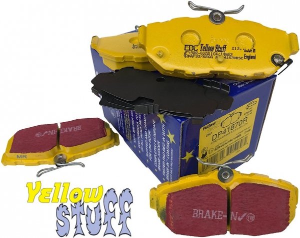 Tylne klocki YellowStuff + NAWIERCANE NACINANE tarcze hamulcowe EBC seria GD Ford Mustang 2005-2014