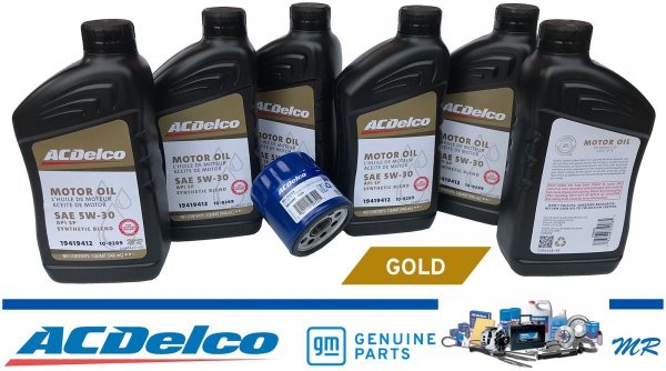Filtr + olej silnikowy ACDelco Gold Synthetic Blend 5W30 API SP GF-6 Buick Rainier 5,3 V8