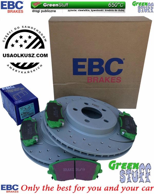 Przednie klocki GreenStuff + WIERCONE NACINANE tarcze hamulcowe 320mm EBC seria GD Dodge Charger