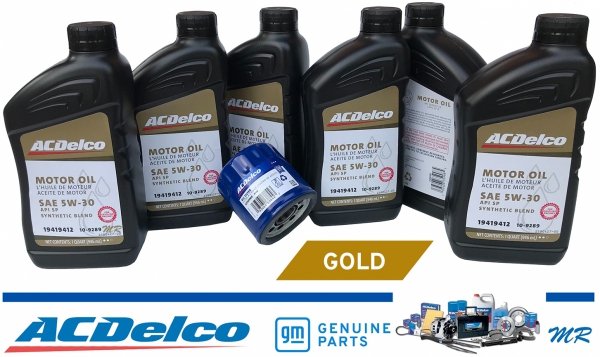Filtr + olej silnikowy ACDelco Gold Synthetic Blend 5W30 API SP GF-6 Chevrolet Corvette 6,0 V8 2007