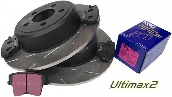 Tylne klocki Ultimax2 + NACINANE NIE WENTYLOWANE tarcze hamulcowe EBC seria USR Lancia Thema RWD 3,6 V6