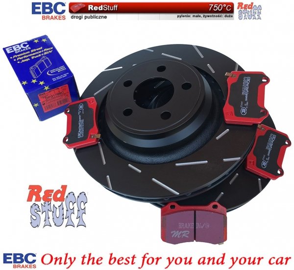 Tylne CERAMICZNE klocki RedStuff + NACINANE tarcze hamulcowe 350mm EBC seria USR Chrysler 300C SRT
