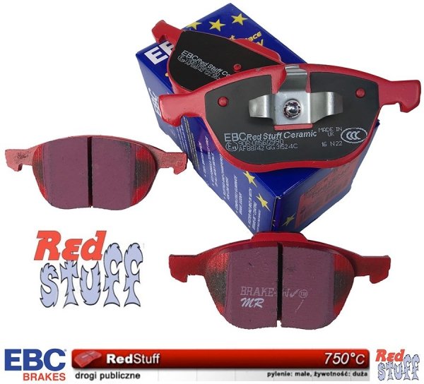 Przednie CERAMICZNE klocki RedStuff + NACINANE tarcze hamulcowe 300mm EBC seria USR Ford Escape FWD 2013-2019
