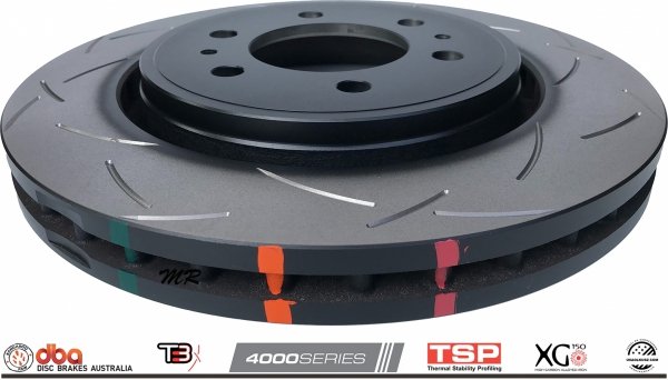 Przednie klocki DBA Xtreme Performance + NACINANE tarcze hamulcowe DBA seria 4000 T3 Ford Expedition 2007-2021