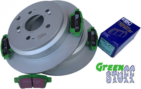Tylne klocki GreenStuff + tarcze hamulcowe EBC seria Premium Honda Odyssey 2005-2010