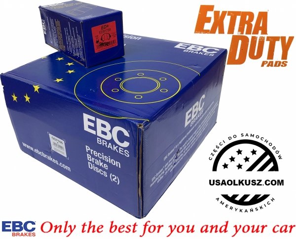 Przednie klocki EXTRA DUTY ED + nawiercone nacinane tarcze hamulcowe EBC seria GD Dodge RAM 1500 2006-