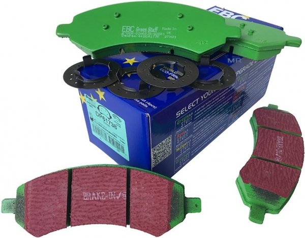 Przednie klocki GreenStuff + nawiercone nacinane tarcze hamulcowe EBC seria GD Dodge Durango 2007-2009