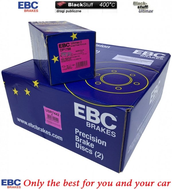Przednie klocki Ultimax2 + NACINANE tarcze hamulcowe 302mm EBC seria USR Fiat Freemont -2012