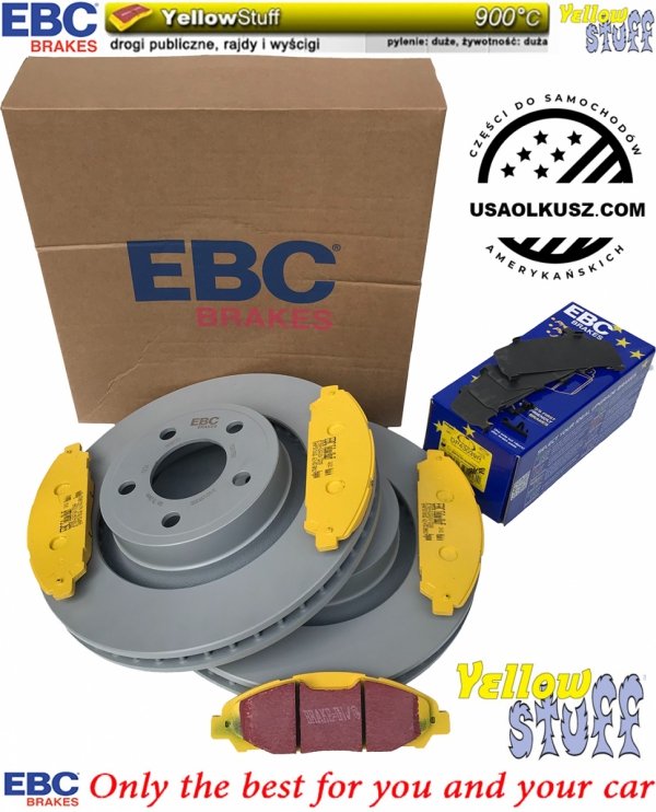 Przednie klocki YellowStuff + tarcze hamulcowe 320mm EBC seria PREMIUM Ford Mustang 2015-