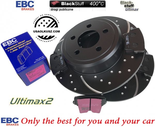 Tylne klocki Ultimax2 + WIERCONE NACINANE tarcze hamulcowe EBC seria GD Dodge Charger RWD V6