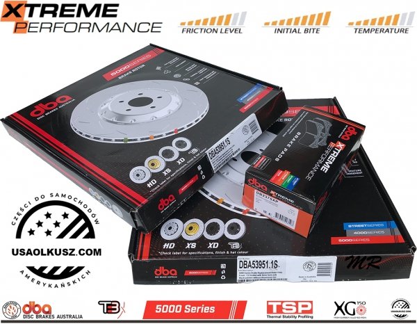 Przednie klocki Xtreme Performance + tarcze hamulcowe 400mm DBA 5000 T3 Dodge Charger SRT Hellcat 2021-2023