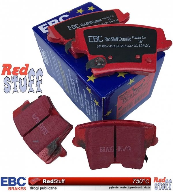Tylne CERAMICZNE klocki RedStuff + NIE WENTYLOWANE tarcze hamulcowe EBC seria PREMIUM Chrysler 300C RWD