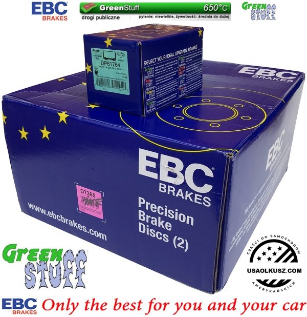 Przednie klocki GreenStuff + tarcze hamulcowe 360mm EBC seria PREMIUM Chrysler 300C SRT8