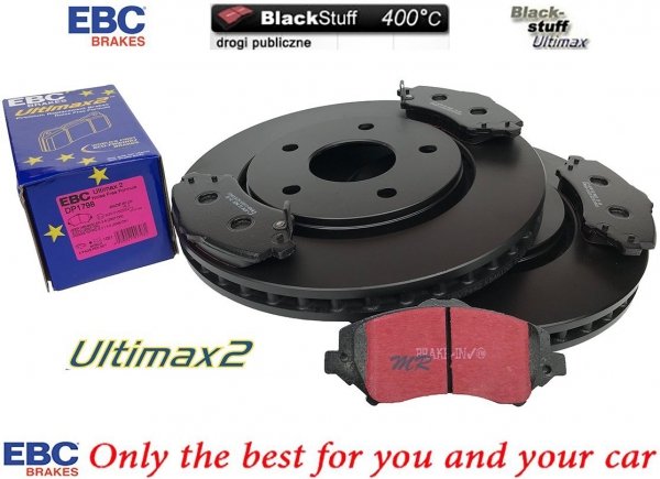 Przednie klocki Ultimax2 + tarcze hamulcowe 302mm EBC seria Premium Dodge Caravan -2012