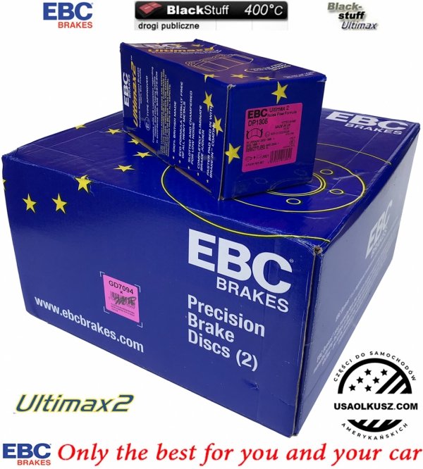 Przednie klocki Ultimax2 + NAWIERCANE NACINANE tarcze hamulcowe EBC seria GD Chevrolet Avalanche 2500 2002-2006