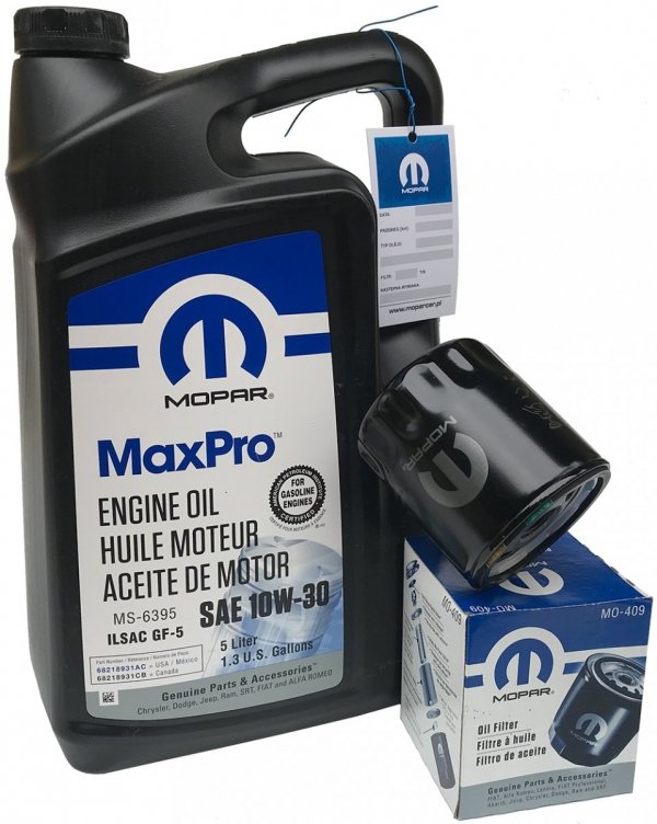 Oryginalny filtr oleju oraz olej MOPAR MaxPro 10W30 Plymouth Neon