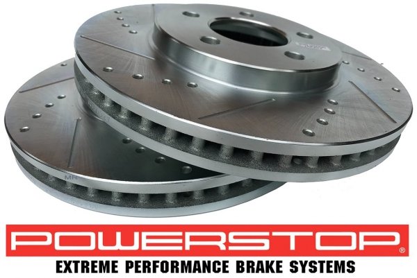 Przednie klocki Z26 + WIERCONE tarcze hamulcowe 293mm POWERSTOP Ford Mustang 2005-2010