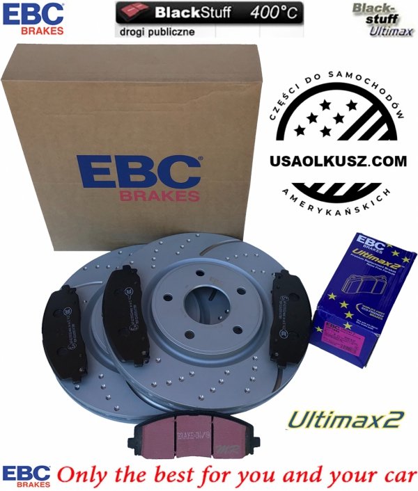 Przednie klocki Ultimax2 + NAWIERCANE NACINANE tarcze hamulcowe 330mm EBC seria GD Fiat Freemont 2012-