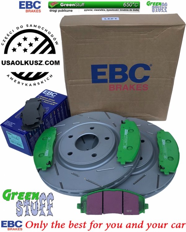 Przednie klocki GreenStuff + NACINANE tarcze hamulcowe 330mm EBC seria USR Volkswagen Routan 2012-