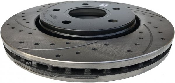 Przednie klocki + WIERCONE tarcze hamulcowe 303mm BLACK Dodge Caravan 2008-