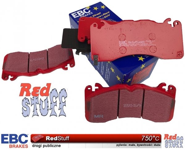 Przednie CERAMICZNE klocki RedStuff + tarcze hamulcowe EBC seria PREMIUM Ford Mustang 5,0 V8 2015-