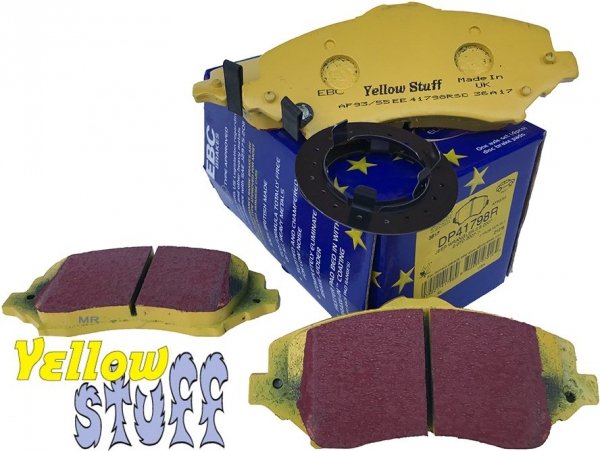 Przednie klocki YellowStuff + NAWIERCANE NACINANE tarcze hamulcowe 302mm EBC seria GD Fiat Freemont -2012