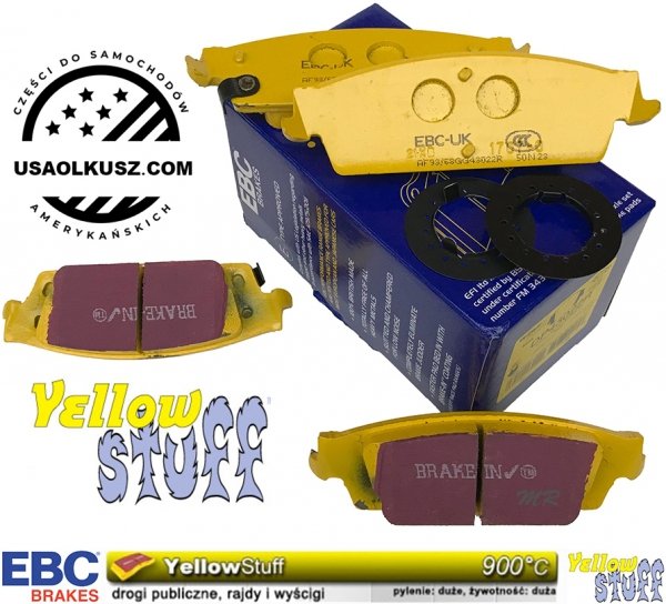 Tylne klocki YellowStuff + NACINANE tarcze hamulcowe EBC seria USR GMC Yukon 2007-2020
