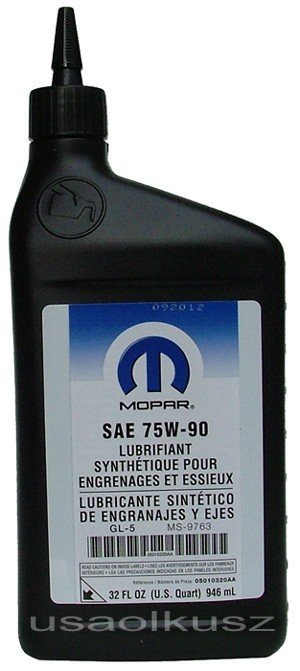 Oryginalny olej PTU 75W90 GL5 MOPAR MS-9763 Chrysler 200 AWD