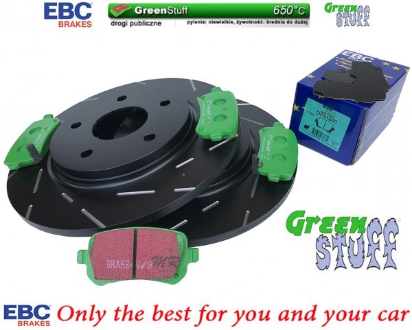 Tylne klocki GreenStuff + NACINANE tarcze hamulcowe 305mm EBC seria USR Lancia Voyager