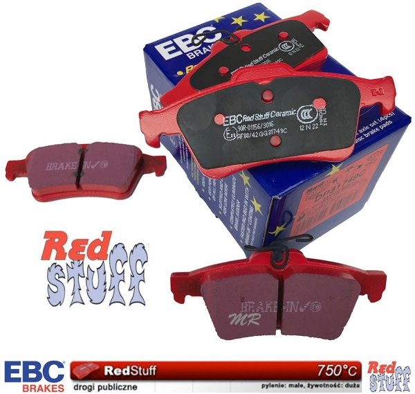 Tylne CERAMICZNE klocki RedStuff + tarcze hamulcowe 280mm EBC seria Premium Ford Kuga 2013-2016