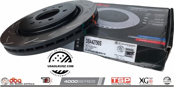 Przednie klocki DBA Xtreme Performance + NACINANE tarcze hamulcowe DBA seria 4000 T3 Lincoln Navigator 2007-2021