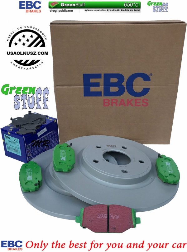 Tylne klocki GreenStuff + tarcze hamulcowe 328mm EBC seria Premium Chrysler Voyager Town Country 2012-
