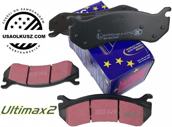 Przednie klocki Ultimax2 + NACINANE tarcze hamulcowe EBC seria USR GMC Yukon -2006