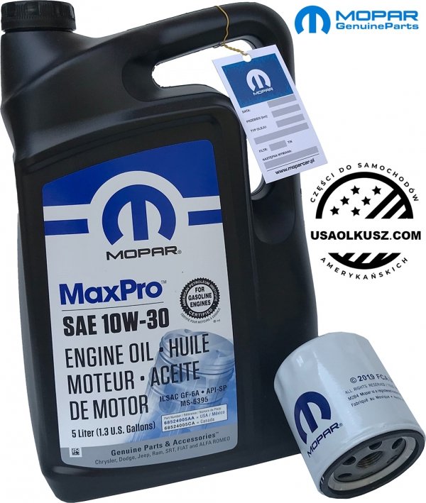 Oryginalny filtr oleju oraz olej MOPAR MaxPro 10W30 Chrysler Neon