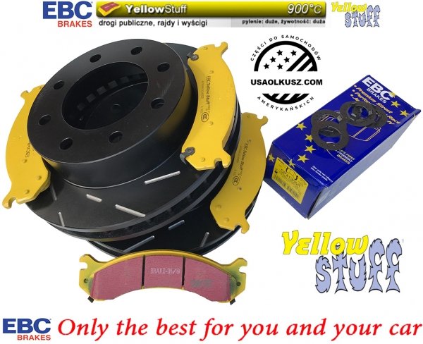 Przednie klocki YellowStuff + NACINANE tarcze hamulcowe EBC seria USR GMC Yukon XL 2500 2000-2013