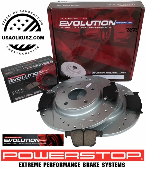 Tylne klocki Z23 + WIERCONE NACINANE tarcze hamulcowe POWERSTOP Chrysler Pacifica FWD 2017-
