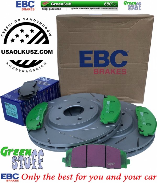 Przednie klocki GreenStuff + NACINANE tarcze hamulcowe 330mm EBC seria USR Dodge Journey 2012-