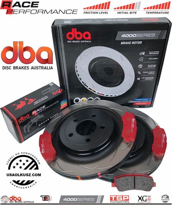 Tylne klocki RACE PERFORMANCE + tarcze hamulcowe 330mm DBA seria 4000 T3 Ford Mustang 2015-