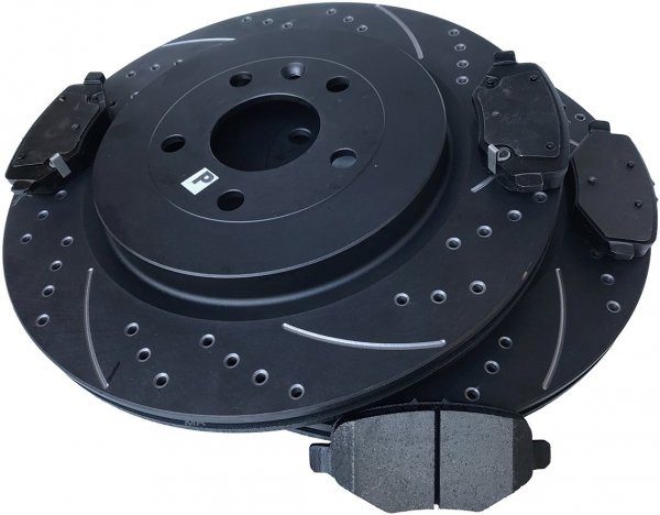 Tylne klocki +  WIERCONE nacinane tarcze hamulcowe 345mm Lincoln MKT 2013-
