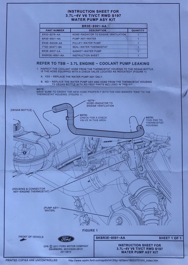 Pompa wody Motorcraft Ford Mustang 3,7 V6 2011-2017 PW575